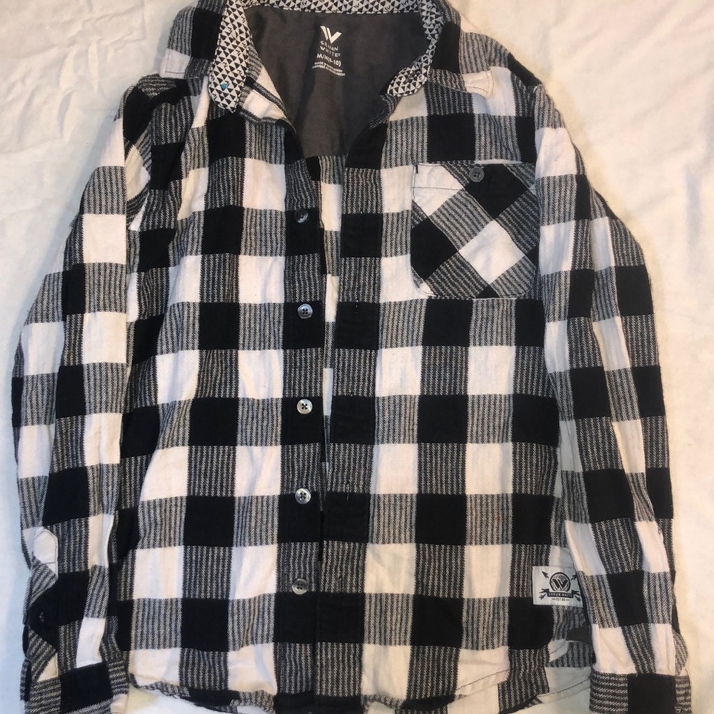 shaun white boys black and white flannel